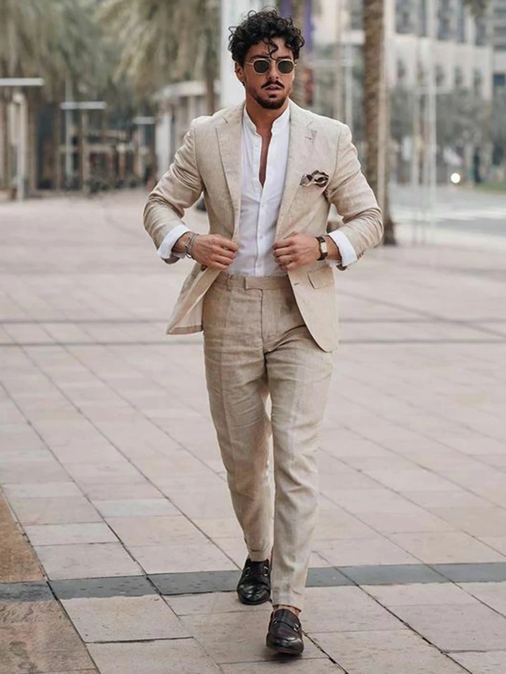 Men Formal Wear Pants - Летний пляжный деловой льняной мужской костюм