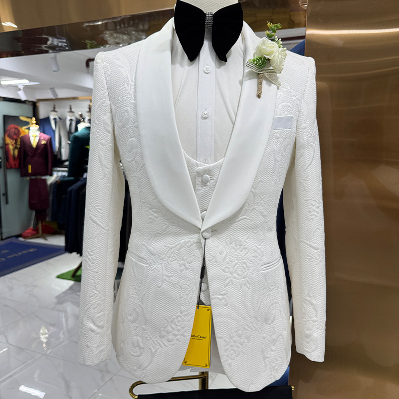 Men Formal Wear Pants - Мужской свадебный костюм белого цвета, 3-х