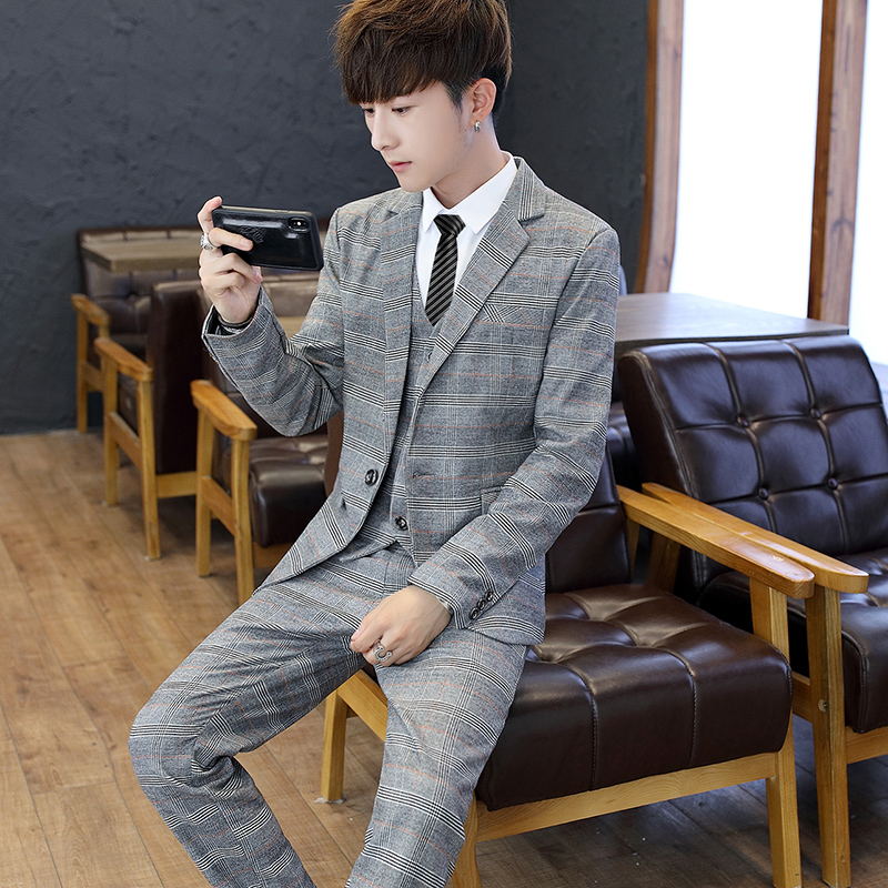 Korean Men Formal Wear - Мужской костюм-тройка Slim Fit: корейский стиль,