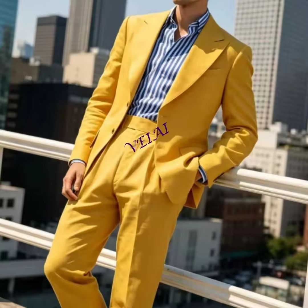 Men'S Relaxed Formal Wear - Летний мужской костюм из льна цвета