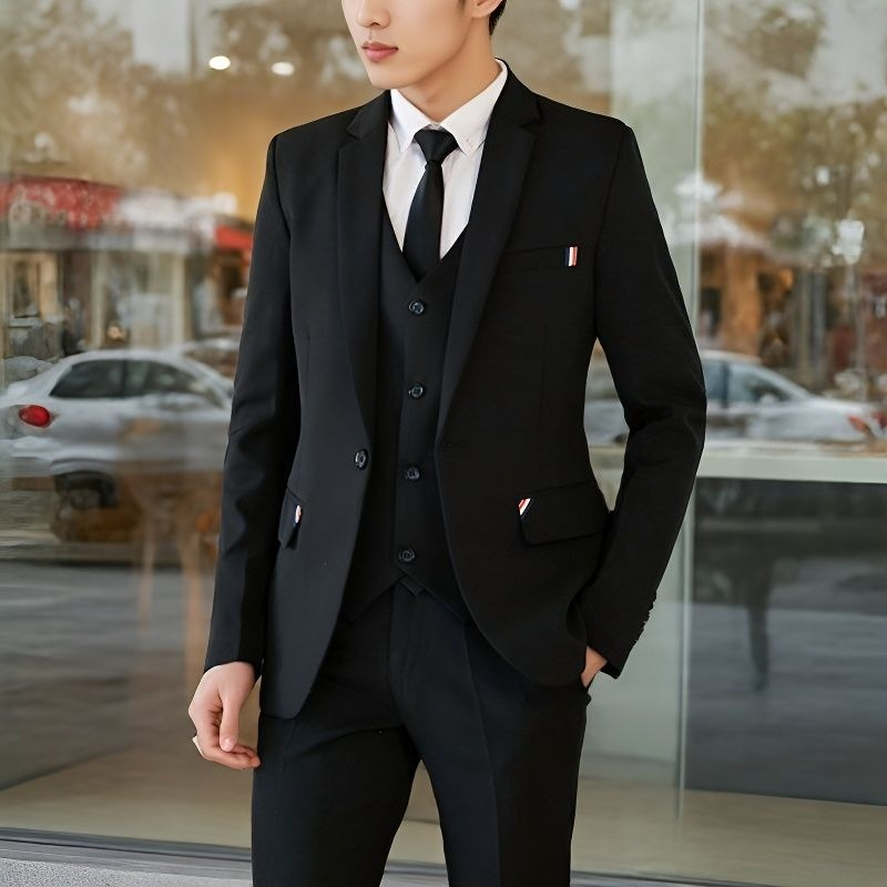 Мужской костюм-двойка Slim Fit – обзор и цена Korean Men Formal Wear