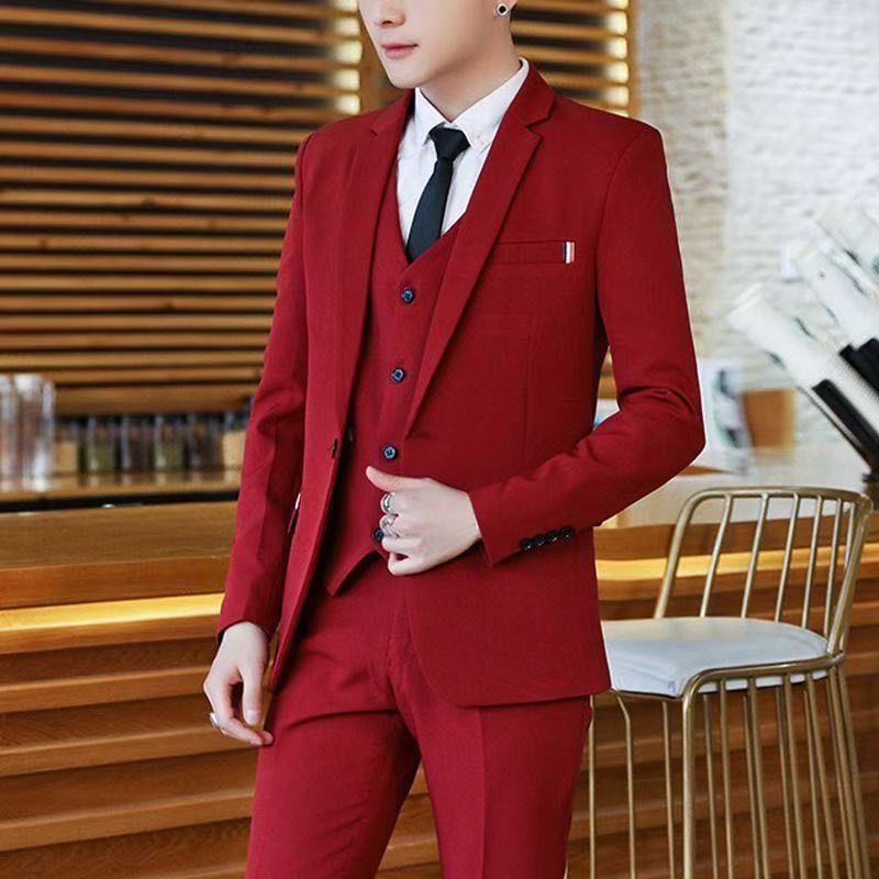 Мужской костюм-двойка Slim Fit – обзор и цена Korean Men Formal Wear