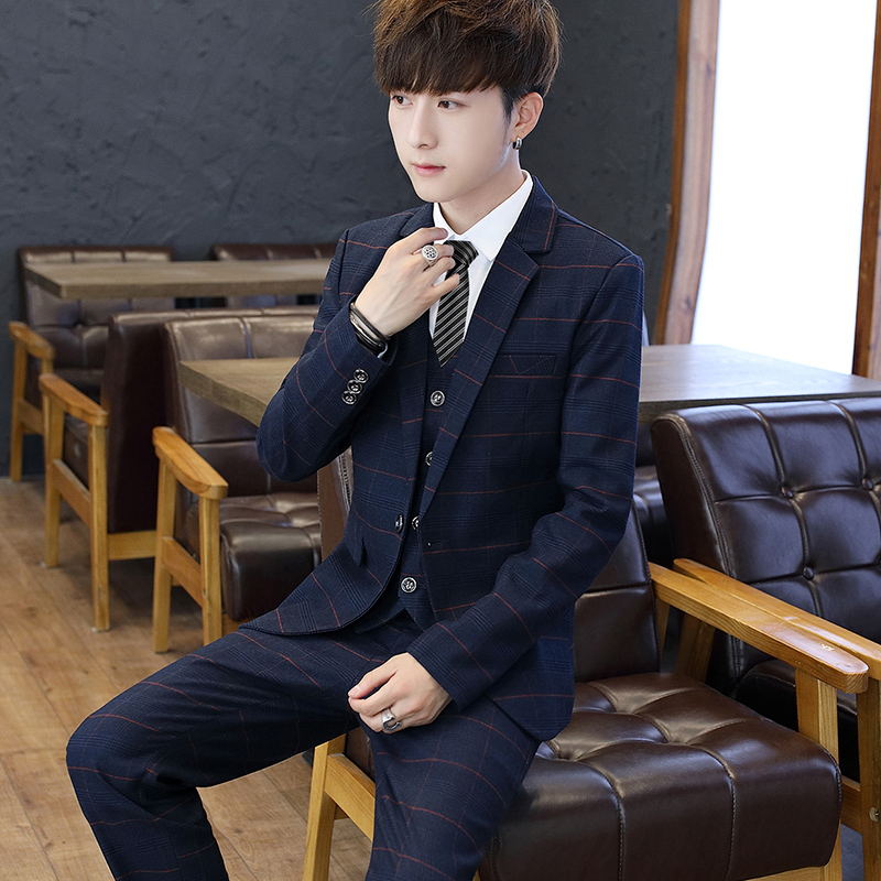 Мужской костюм-тройка Slim Fit – обзор и цена Korean Men Formal Wear
