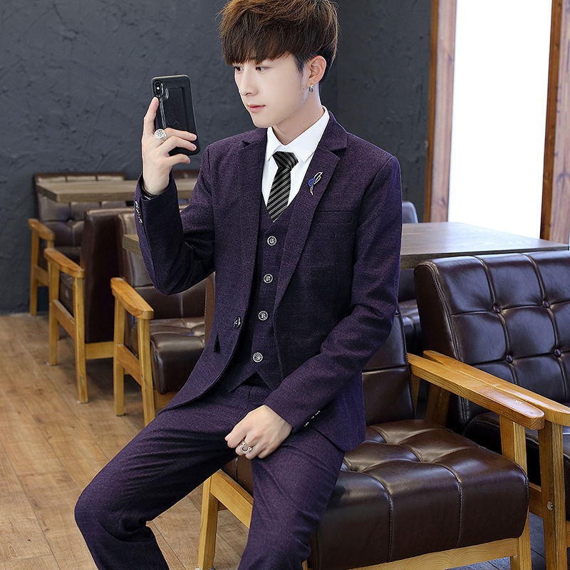Мужской костюм-тройка Slim Fit – обзор и цена Korean Men Formal Wear